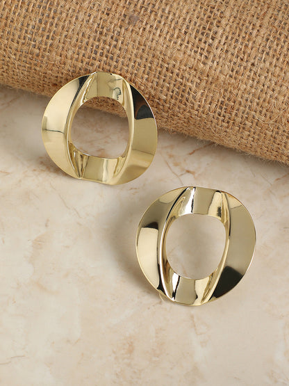 Gold-Plated Circular Studs Earrings