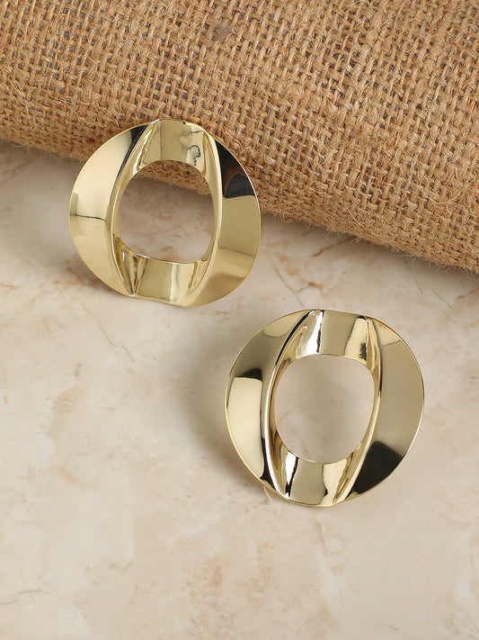 Gold-Plated Circular Studs Earrings
