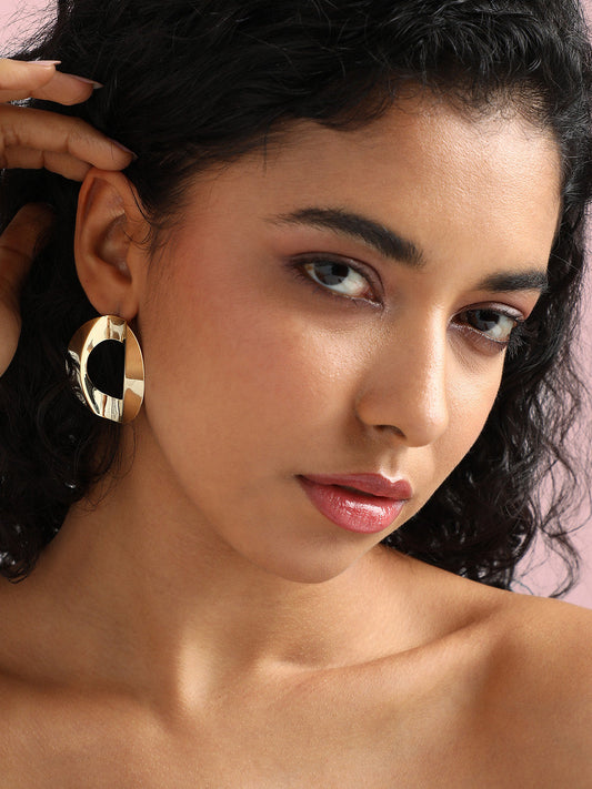 Gold-Plated Circular Studs Earrings