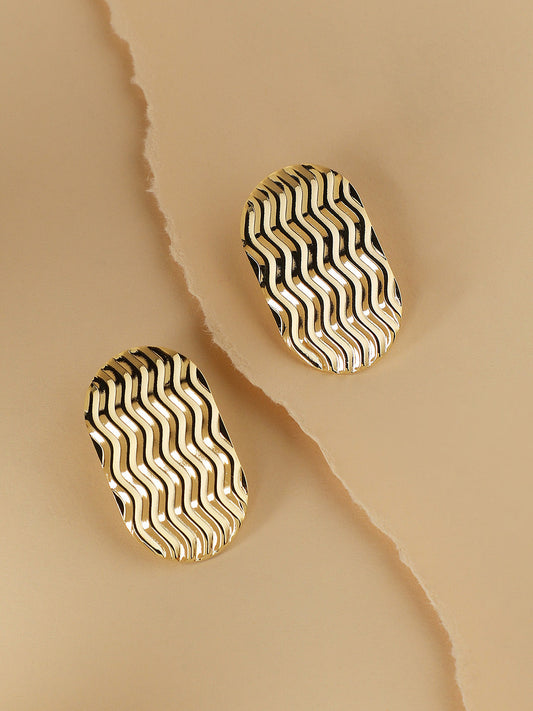 Gold-Plated Contemporary Stud Earrings