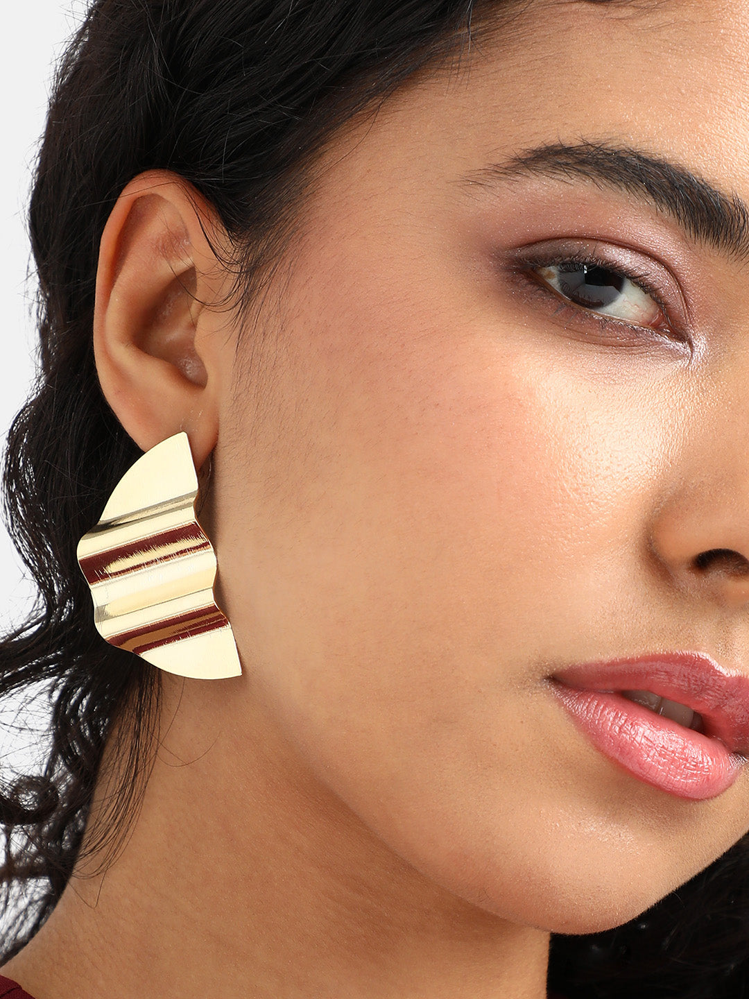 Gold-Plated Contemporary Stud Earrings