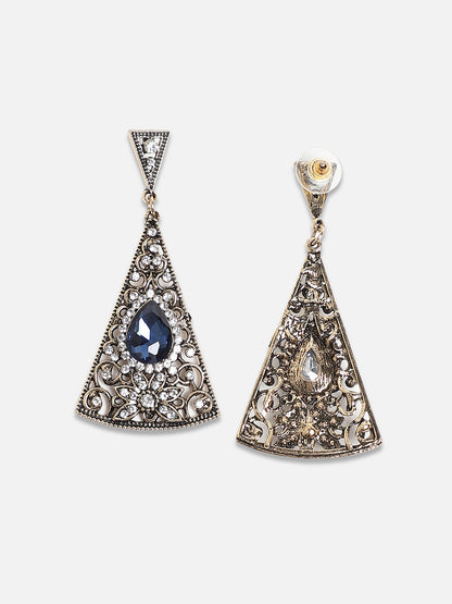 Gold-Plated Artificial Stones-Studded Drop Earrings