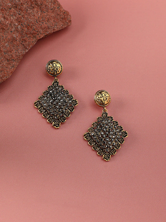 Gold-Plated Geometric Drop Earrings
