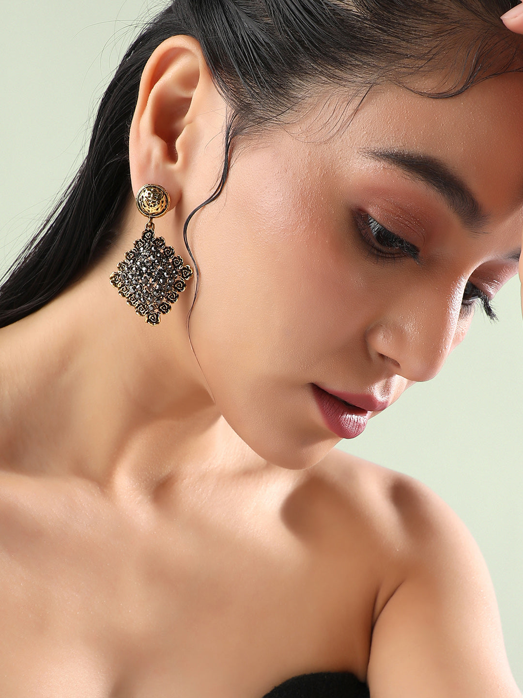 Gold-Plated Geometric Drop Earrings