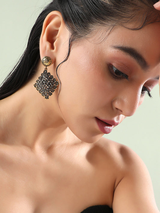 Gold-Plated Geometric Drop Earrings