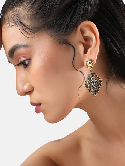 Gold-Plated Geometric Drop Earrings