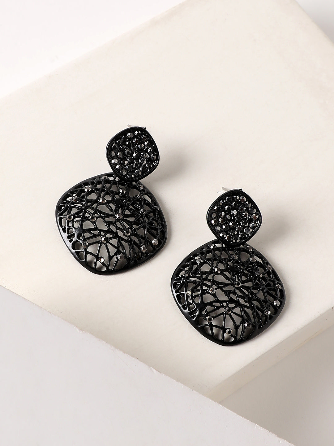 Artificial Stones Studded Drop Earrings