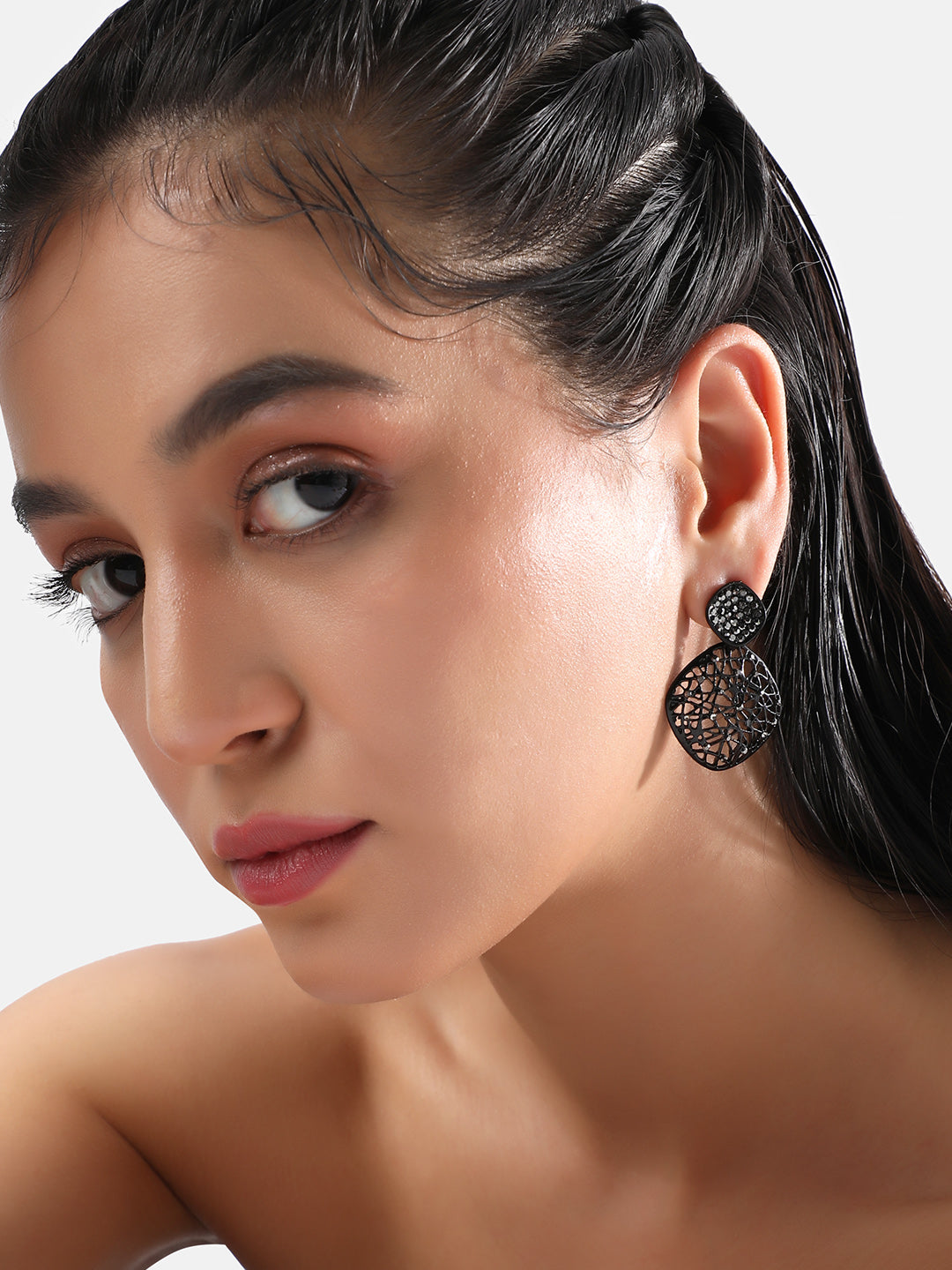 Artificial Stones Studded Drop Earrings