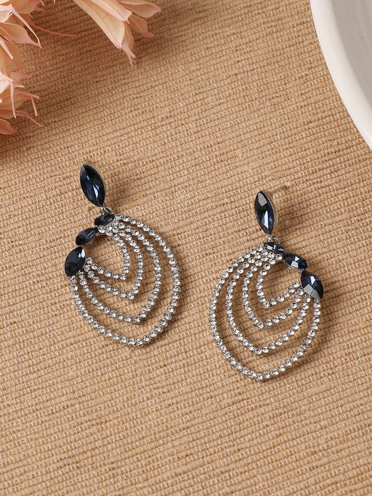 Silver-Plated Studded Drop Earrings