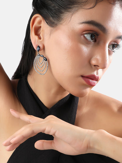 Silver-Plated Studded Drop Earrings