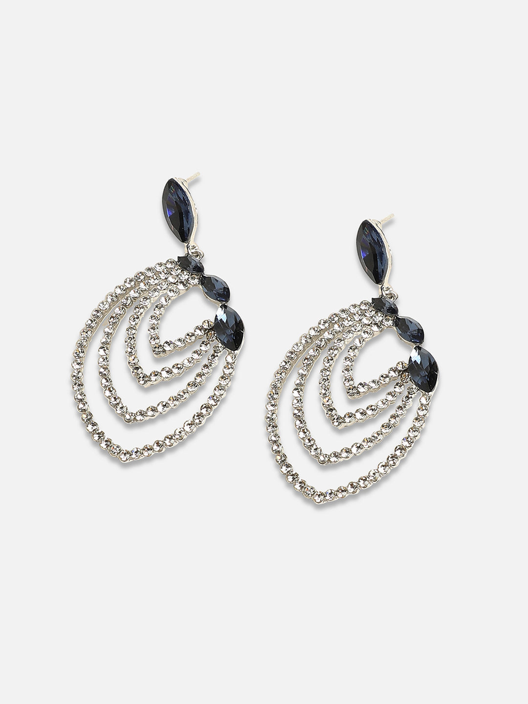Silver-Plated Studded Drop Earrings
