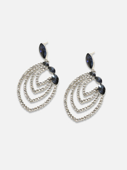Silver-Plated Studded Drop Earrings