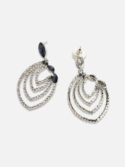 Silver-Plated Studded Drop Earrings