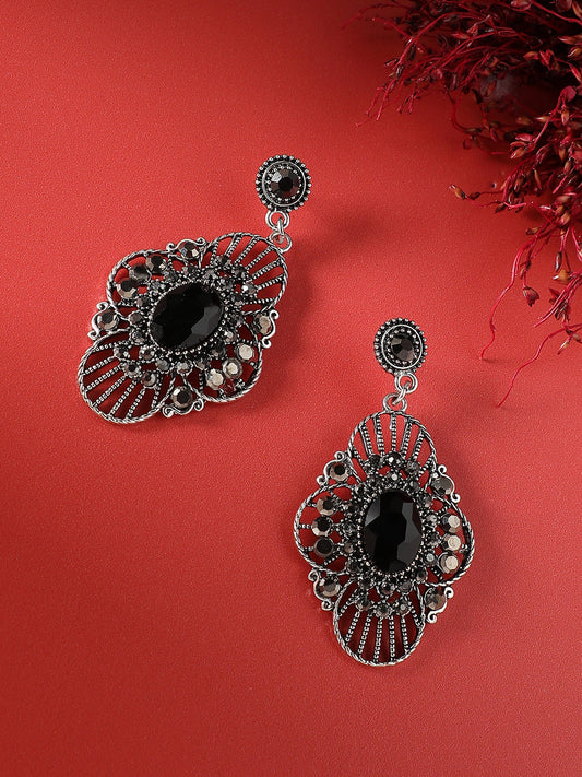 Silver-Plated Contemporary Drop Earrings