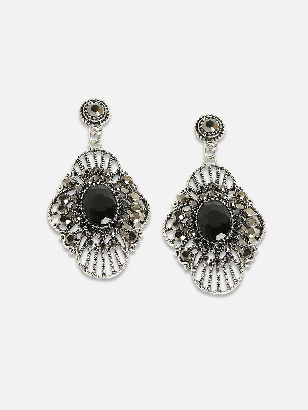 Silver-Plated Contemporary Drop Earrings