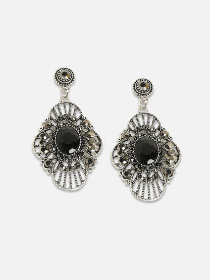 Silver-Plated Contemporary Drop Earrings