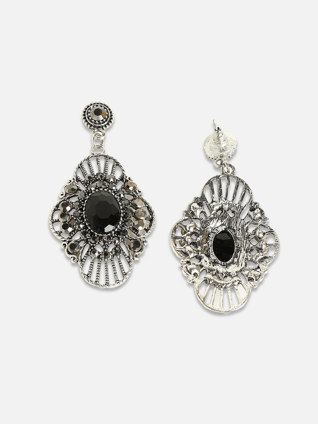 Silver-Plated Contemporary Drop Earrings