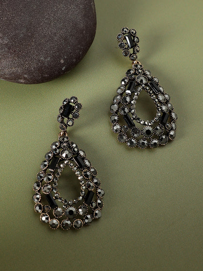 Gold-Plated Artificial Stones Drop Earrings