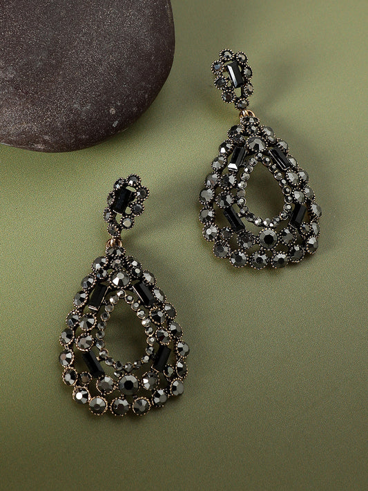 Gold-Plated Artificial Stones Drop Earrings
