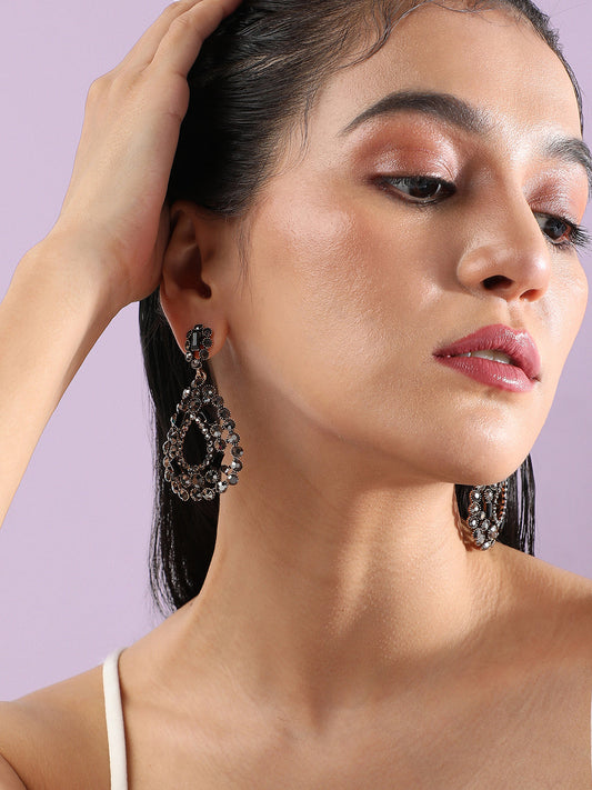 Gold-Plated Artificial Stones Drop Earrings