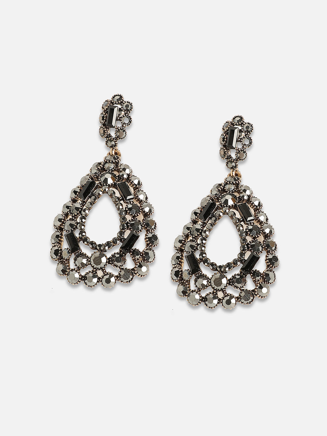 Gold-Plated Artificial Stones Drop Earrings