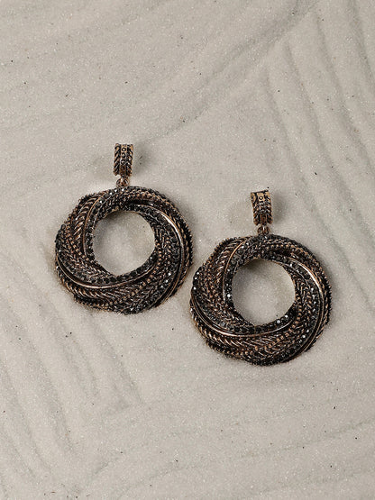 Gold Plated Artificial Stones Studded Drop Earrings