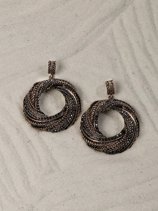Gold Plated Artificial Stones Studded Drop Earrings