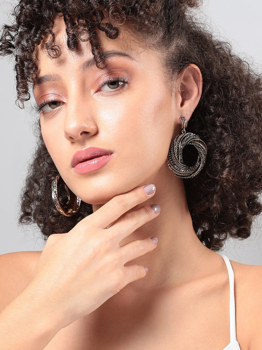 Gold Plated Artificial Stones Studded Drop Earrings