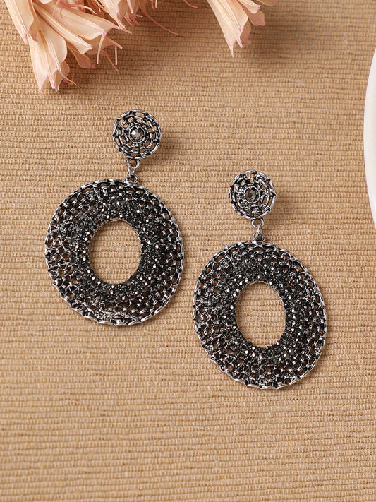 Artificial Stones Silver-Plated Drop Earrings