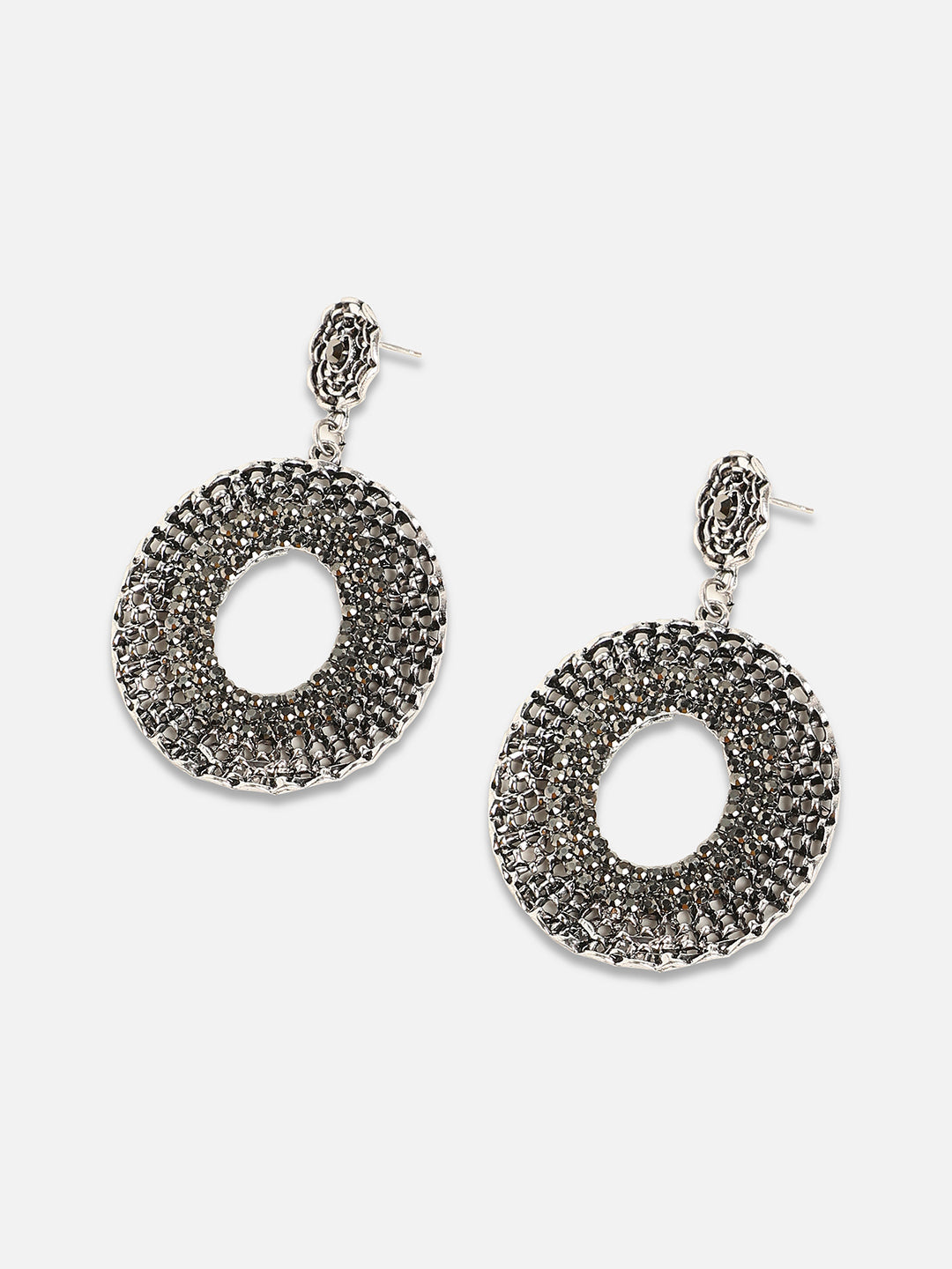 Artificial Stones Silver-Plated Drop Earrings