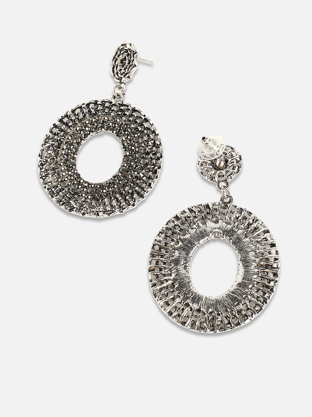 Artificial Stones Silver-Plated Drop Earrings