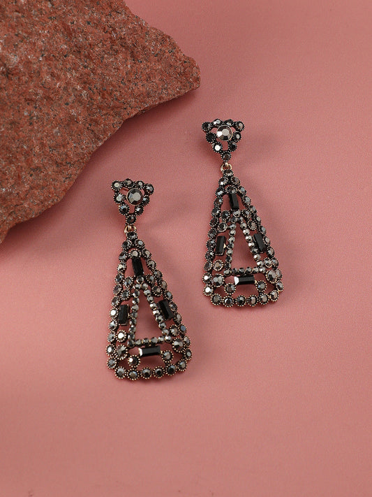 Gold-Plated Artificial Stones Drop Earrings