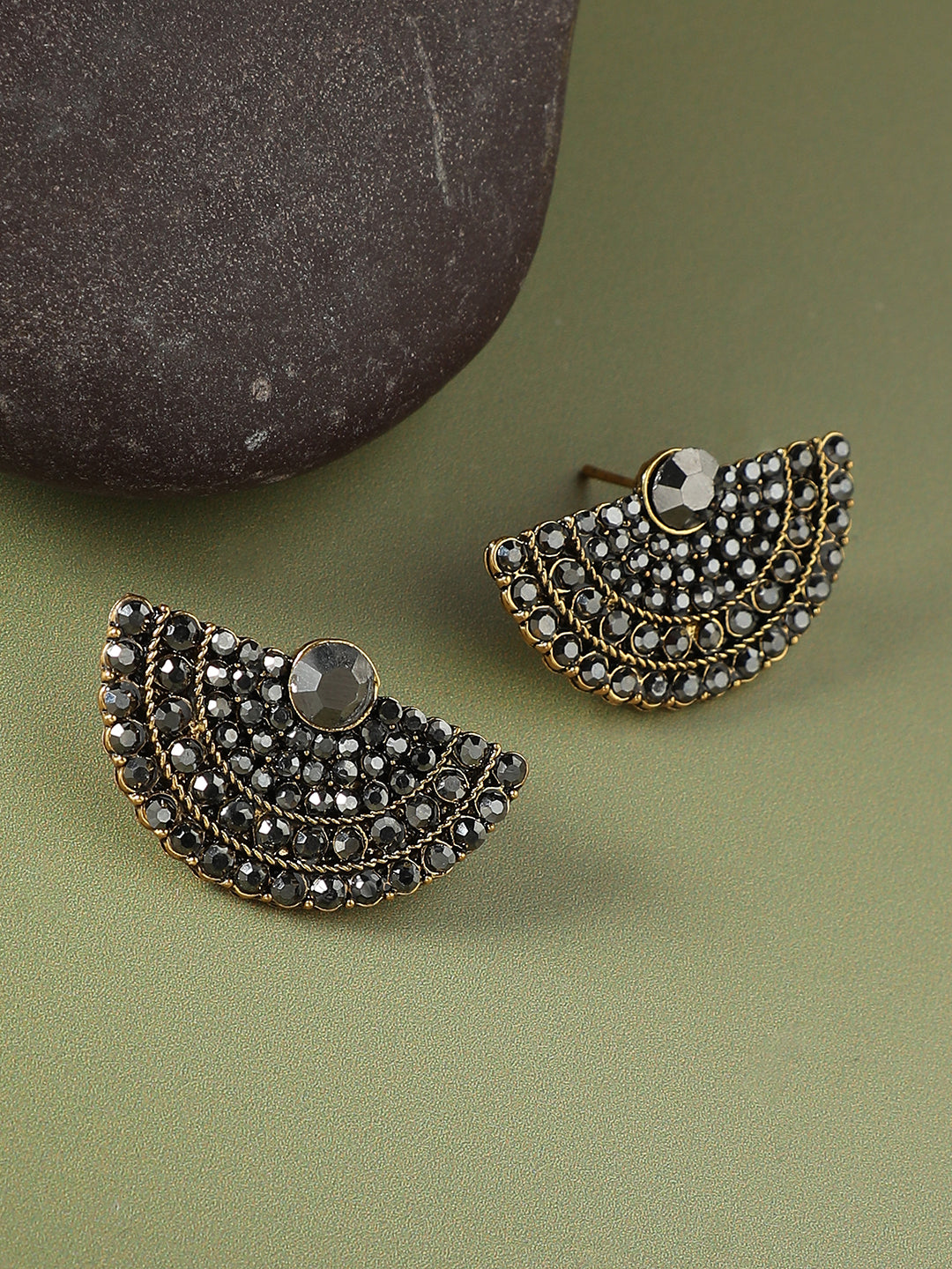 Artificial Stones Gold-Plated Studs Earrings
