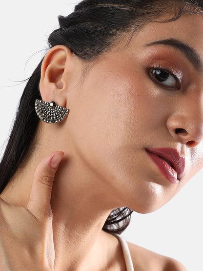 Artificial Stones Gold-Plated Studs Earrings
