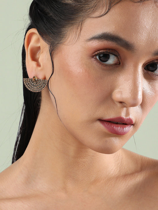 Gold Plated Artificial Stones Studded Studs Earrings