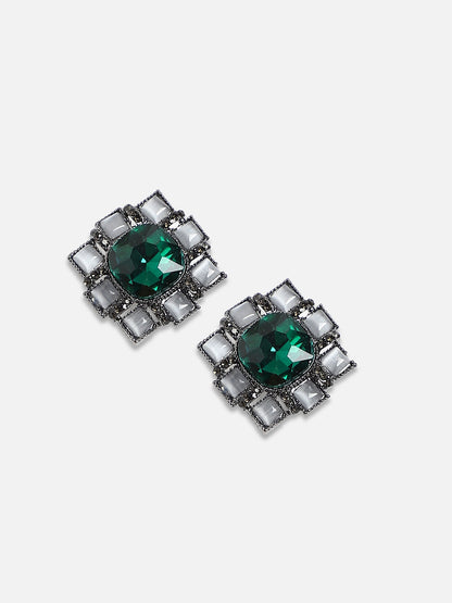 Silver Plated Artificial Stones Studded Studs Earrings
