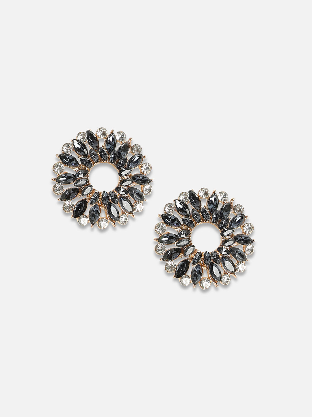 Gold-Plated Artificial Stones-Studded Studs Earrings