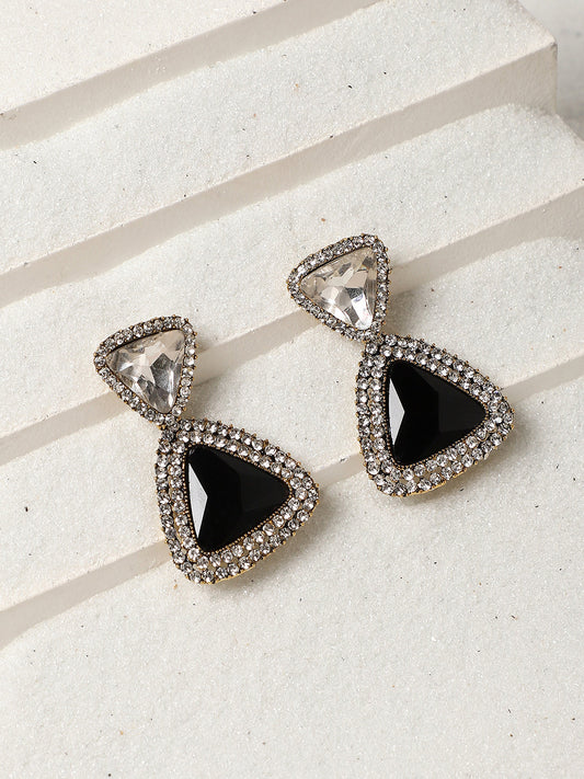 Gold-Plated Drop Triangular Shaped Drop Earrings