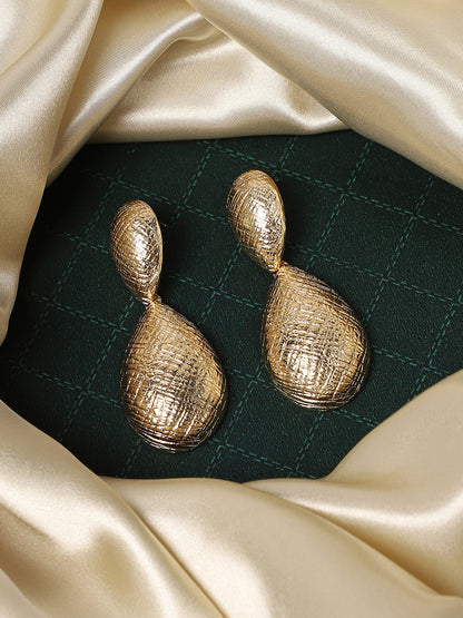 Gold-Plated Contemporary Drop Earrings
