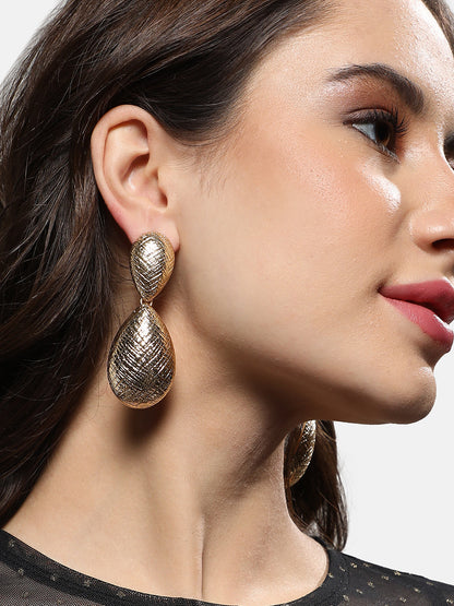 Gold-Plated Contemporary Drop Earrings