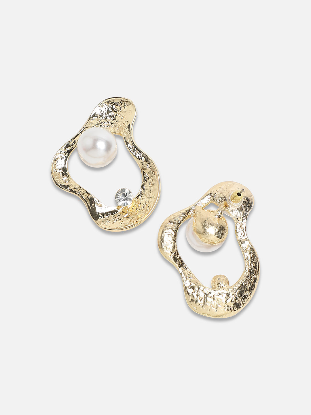 Gold-Plated Pearls Beaded Contemporary Drop Earrings