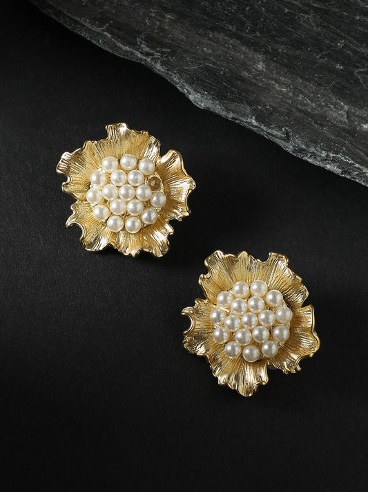 Gold-Plated Contemporary Studs Earrings