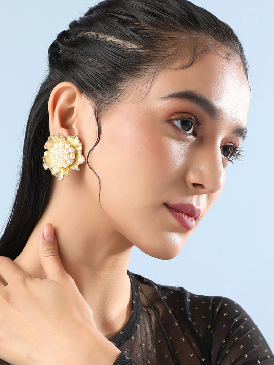 Gold-Plated Contemporary Studs Earrings