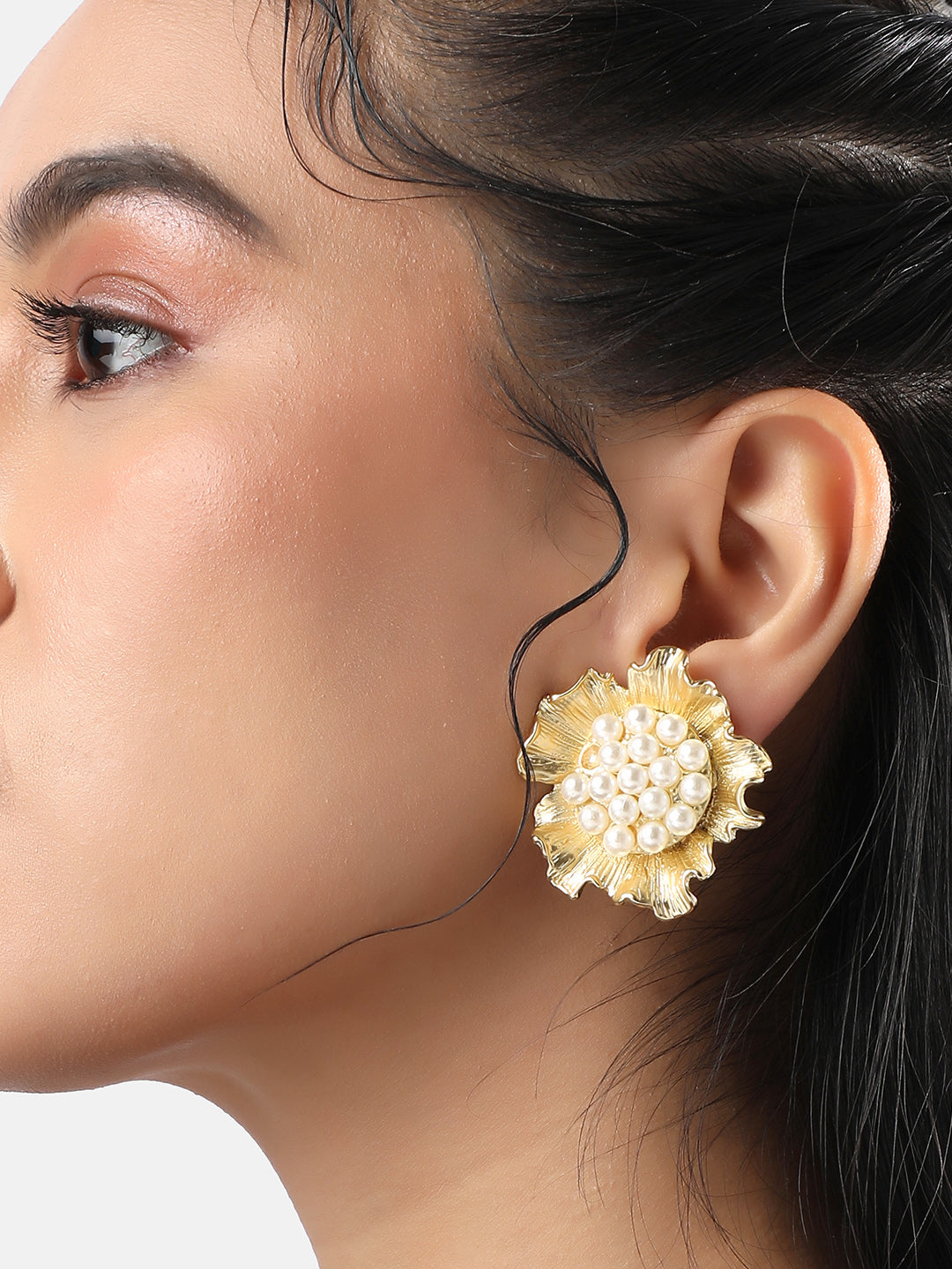 Gold-Plated Contemporary Studs Earrings