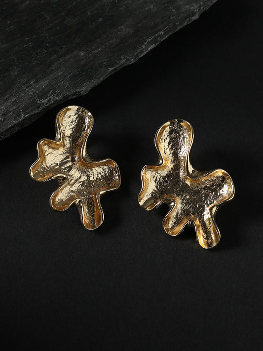 Gold-Plated Contemporary Drop Earrings