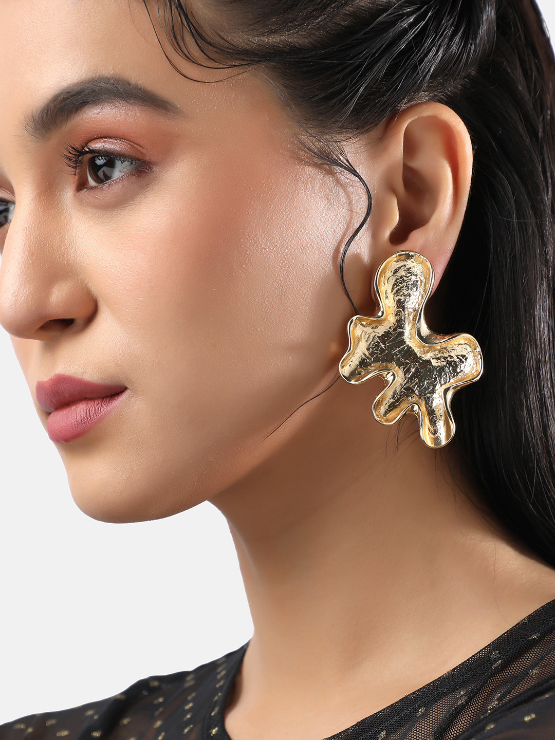 Gold-Plated Contemporary Drop Earrings