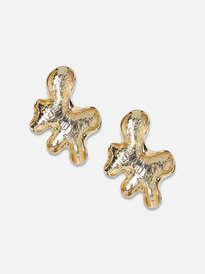 Gold-Plated Contemporary Drop Earrings