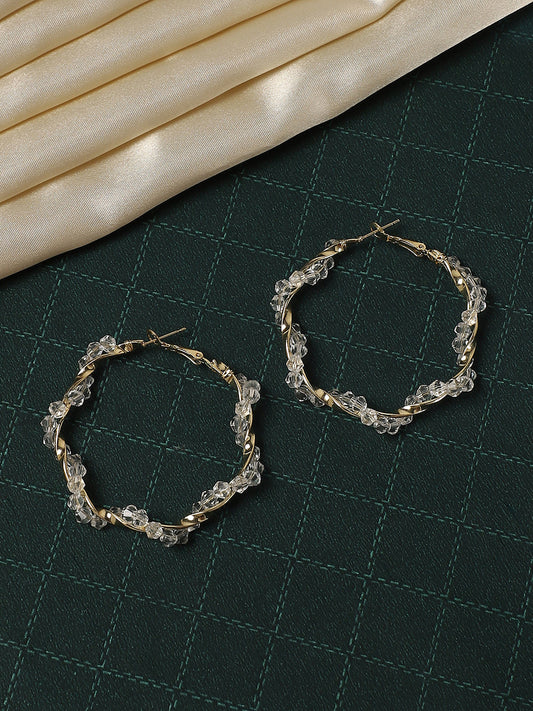 Gold-Plated Studded Hoop Earrings