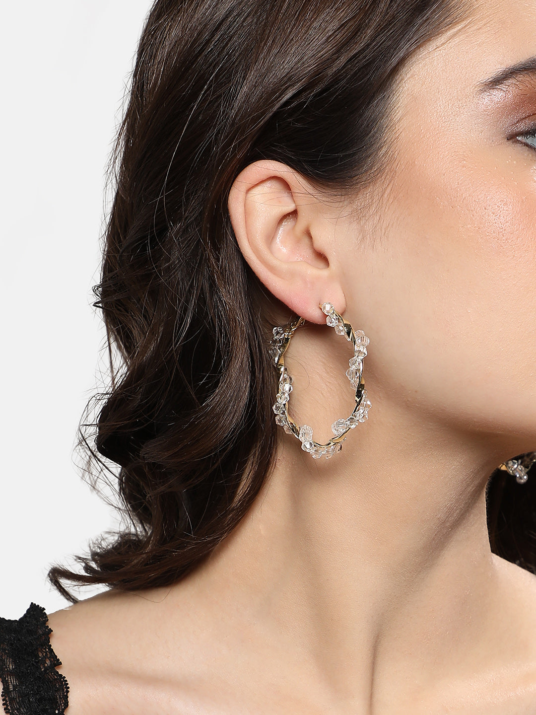 Gold-Plated Studded Hoop Earrings