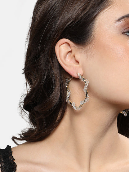 Gold-Plated Studded Hoop Earrings